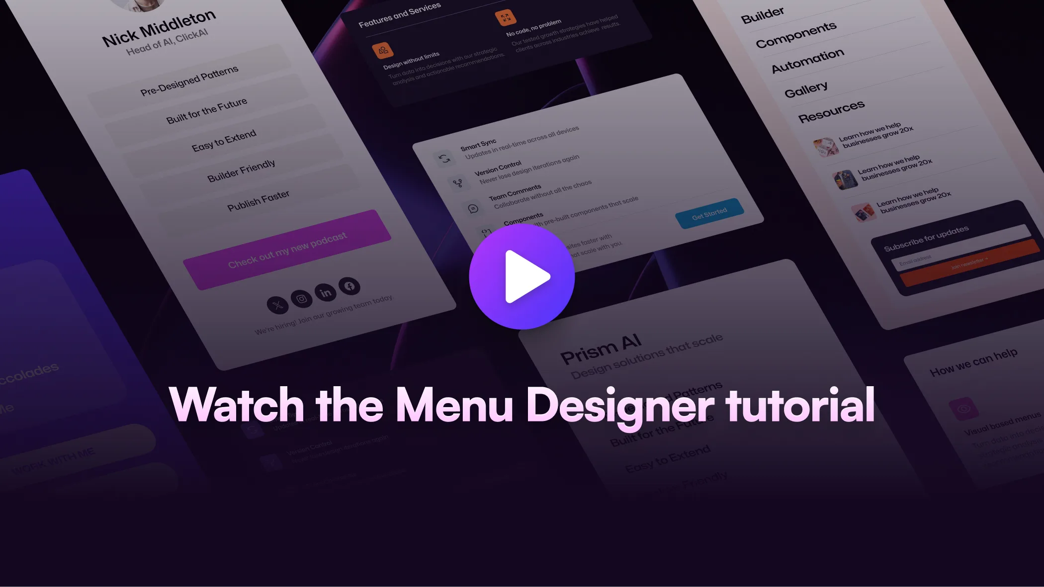 Menu designer tutorial screen