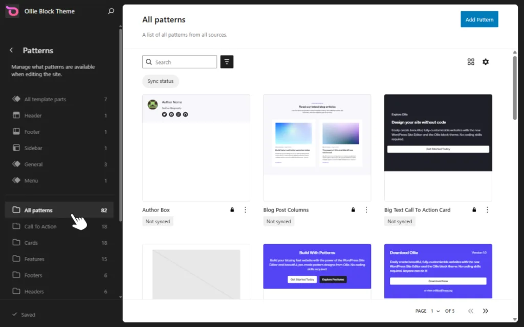 Ollie editor patterns
