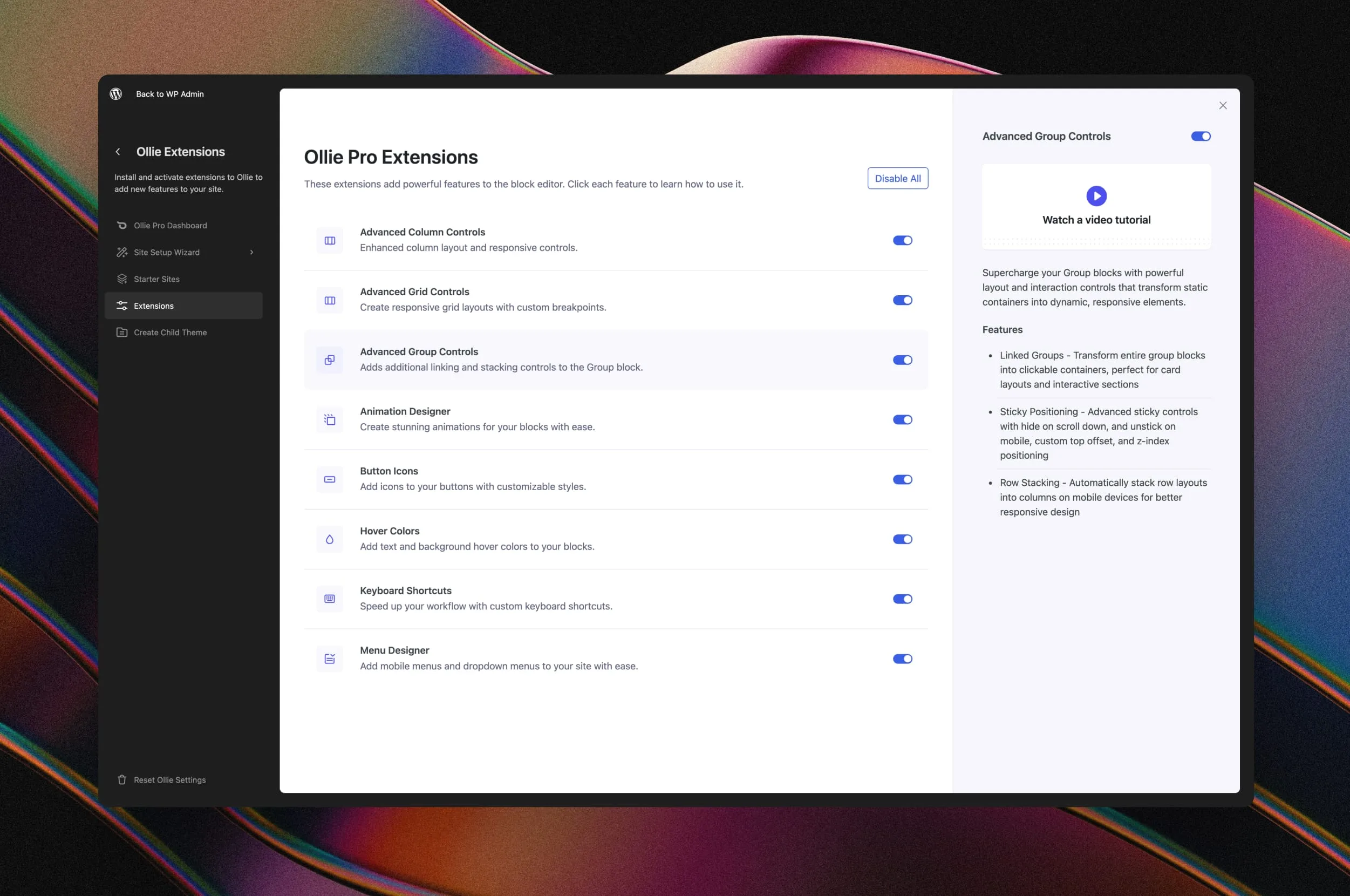 Ollie dash extensions