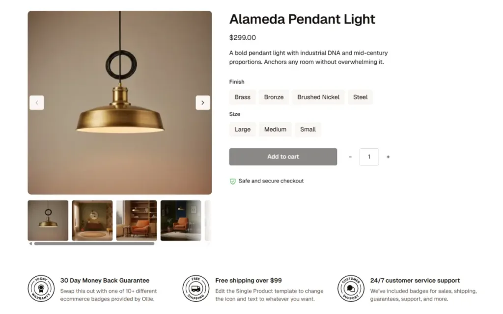 Ollie product page