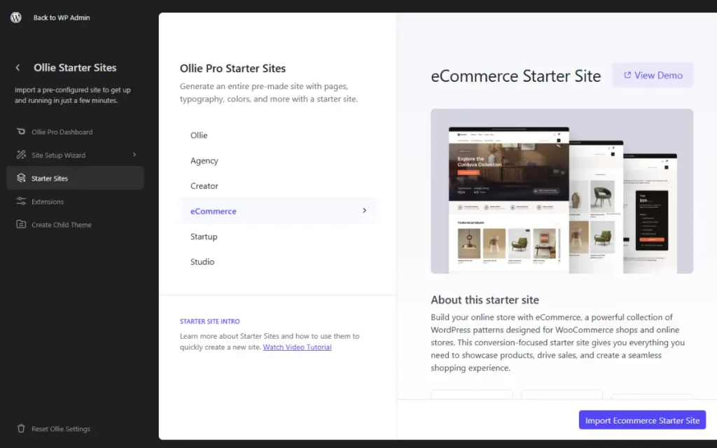 Ollie starter site