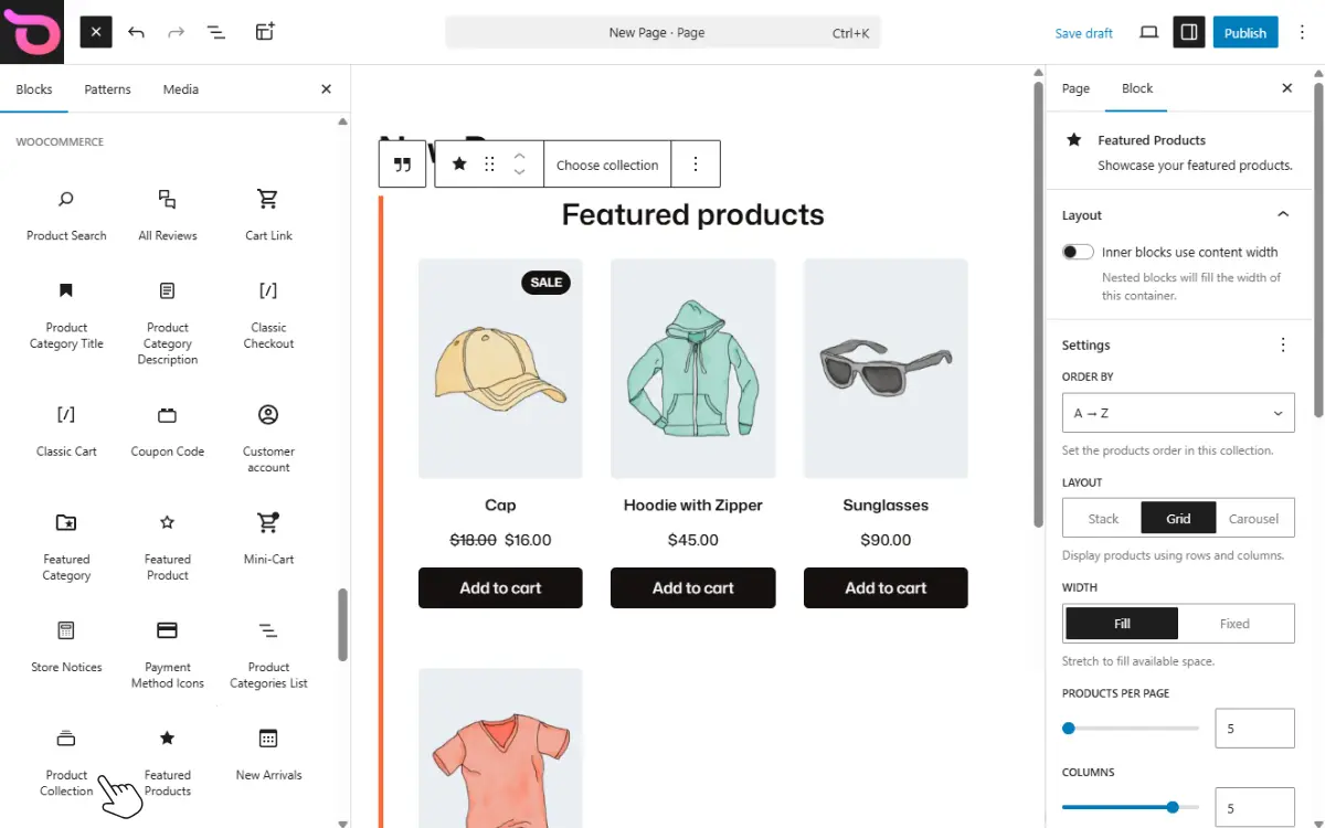 Product collection block ollie