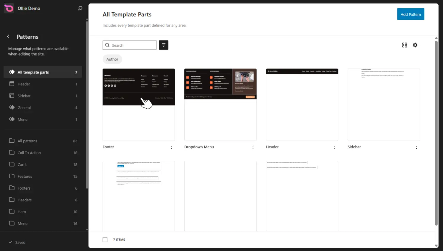 Footer template part