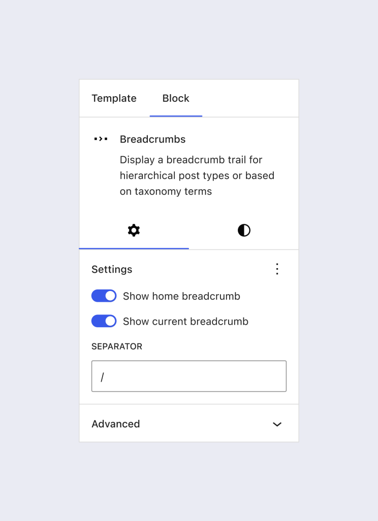 breadcrumb block