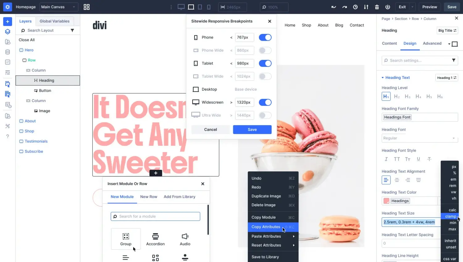 Divi page builder