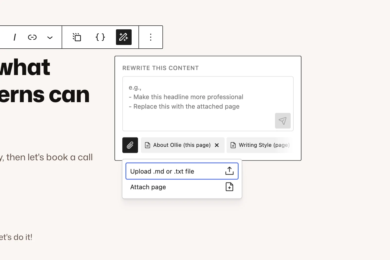 Ollie ai context picker
