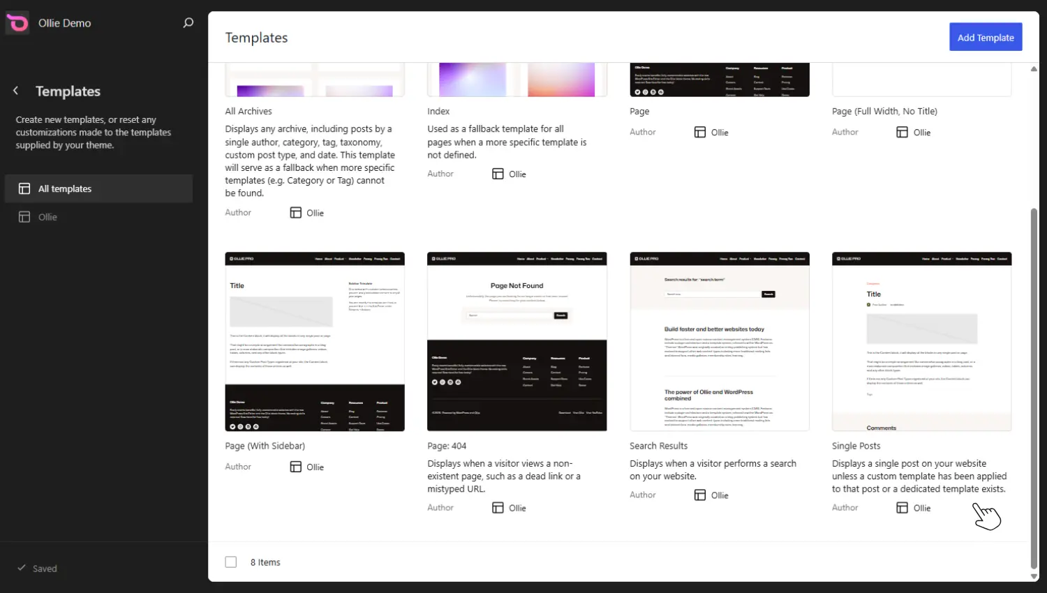 Ollie block templates