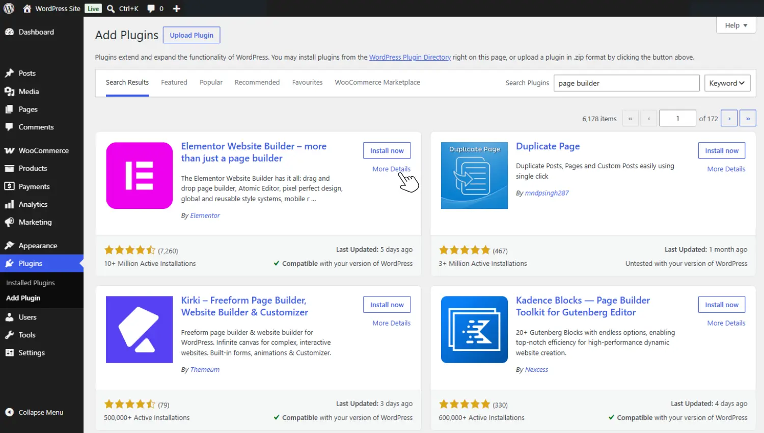 Page builder plugins
