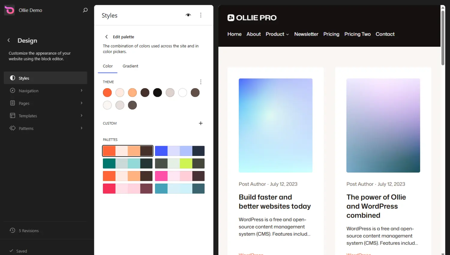 Site editor styles