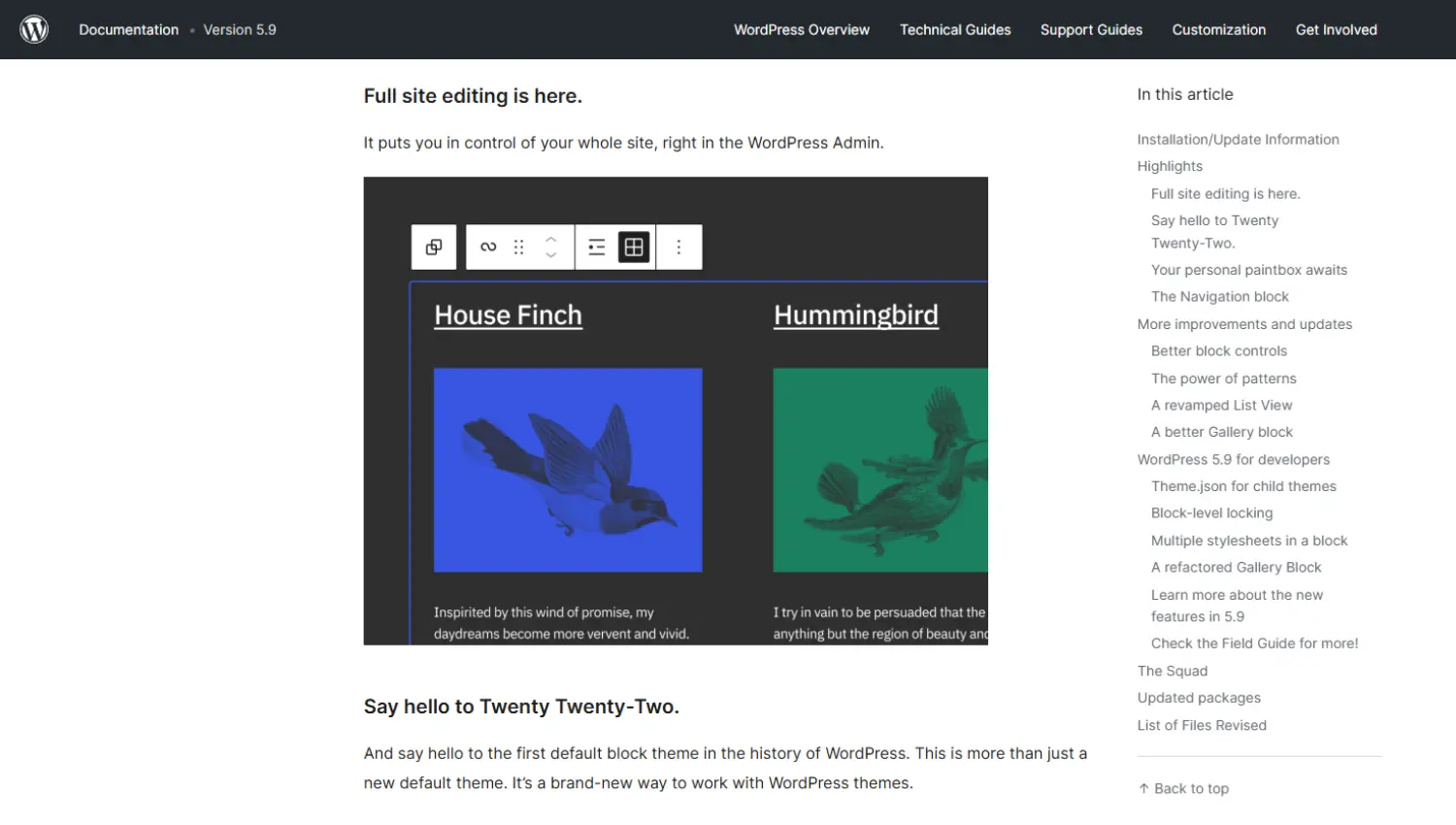 Wordpress full site editing release