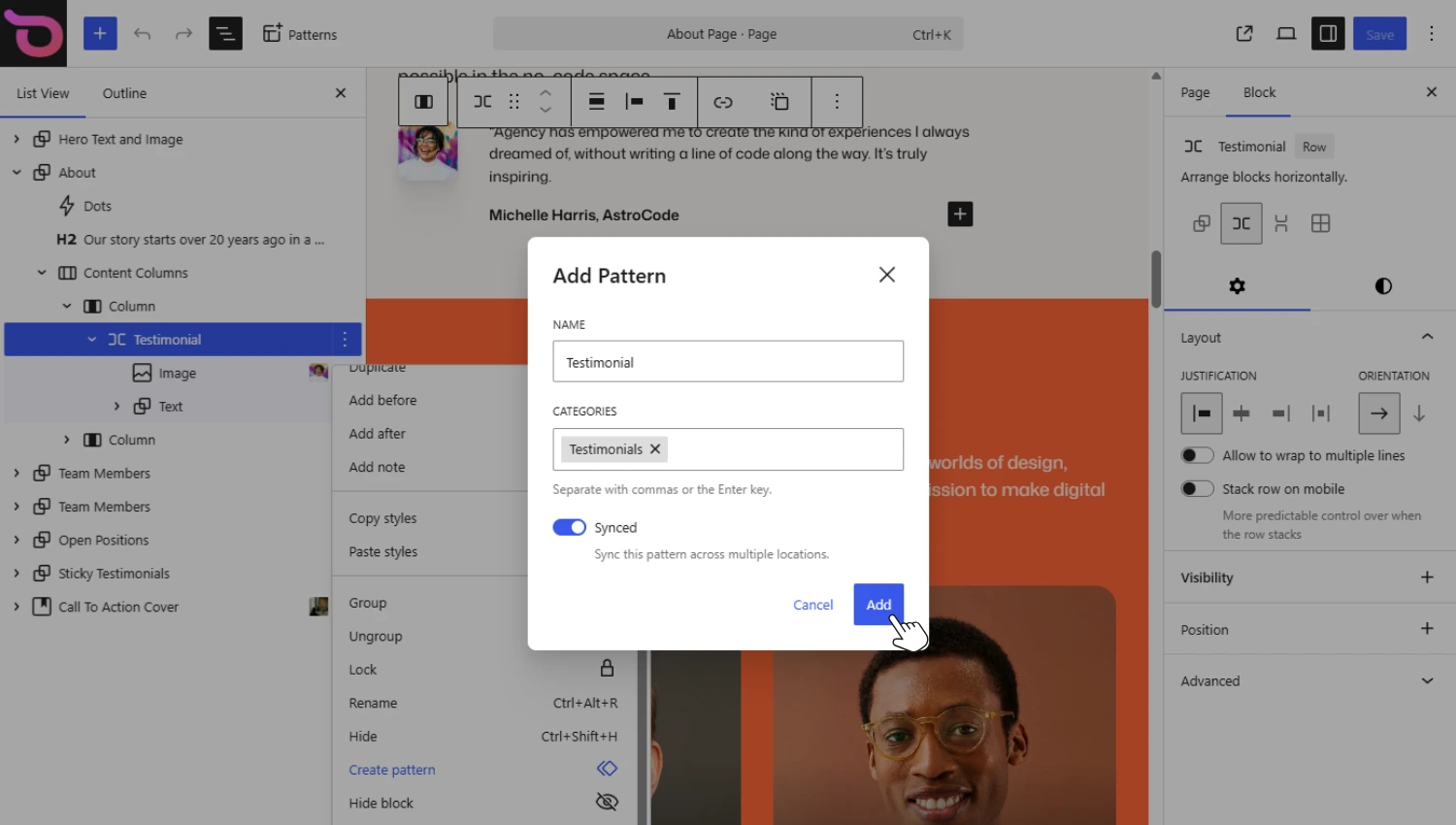 Add synced pattern