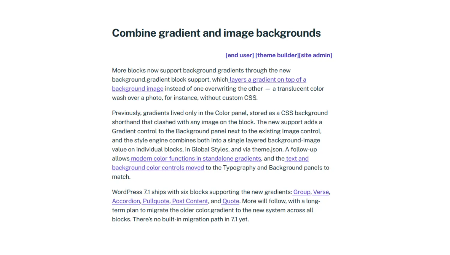 Gradient image backgrounds 7.1