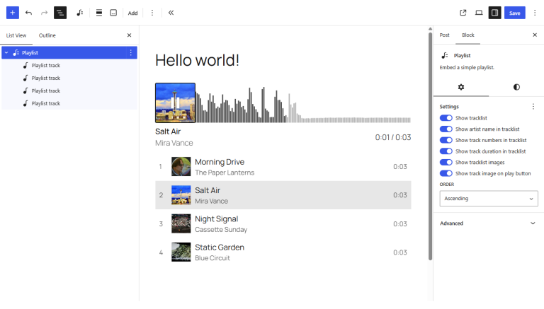Playlist block