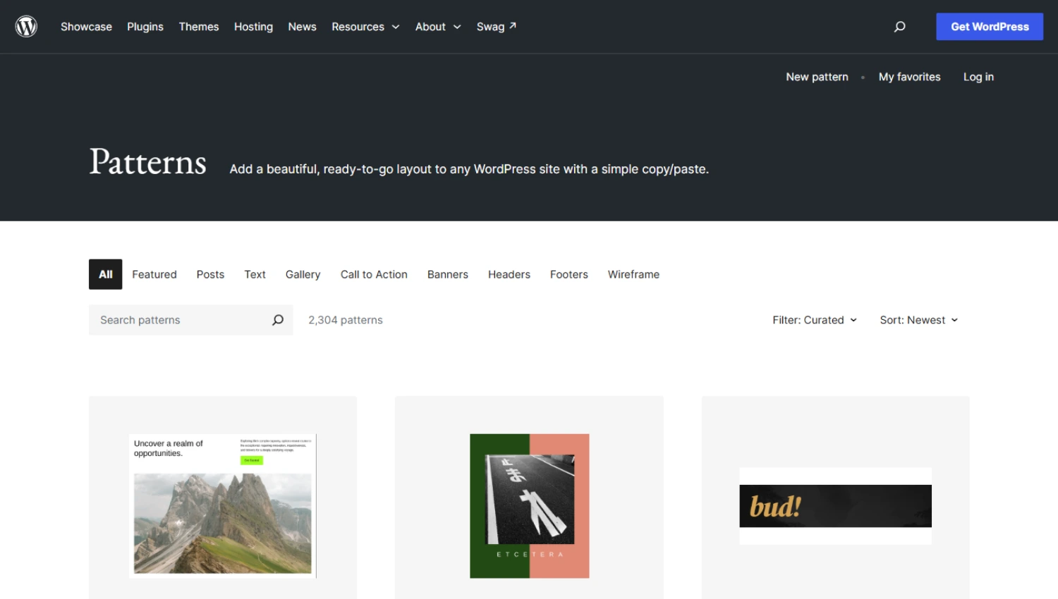 Wordpress pattern directory