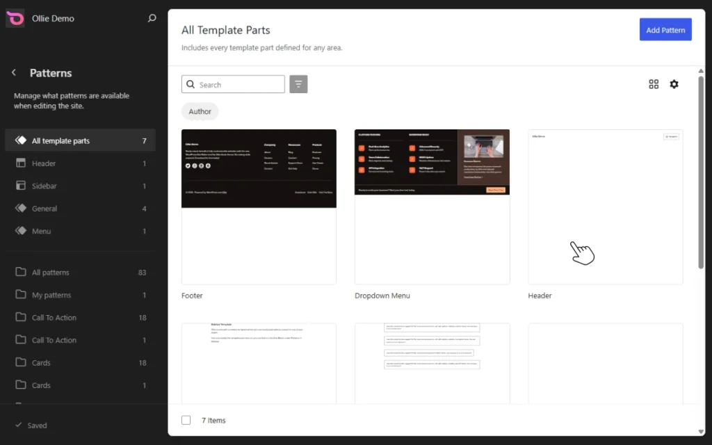Header template