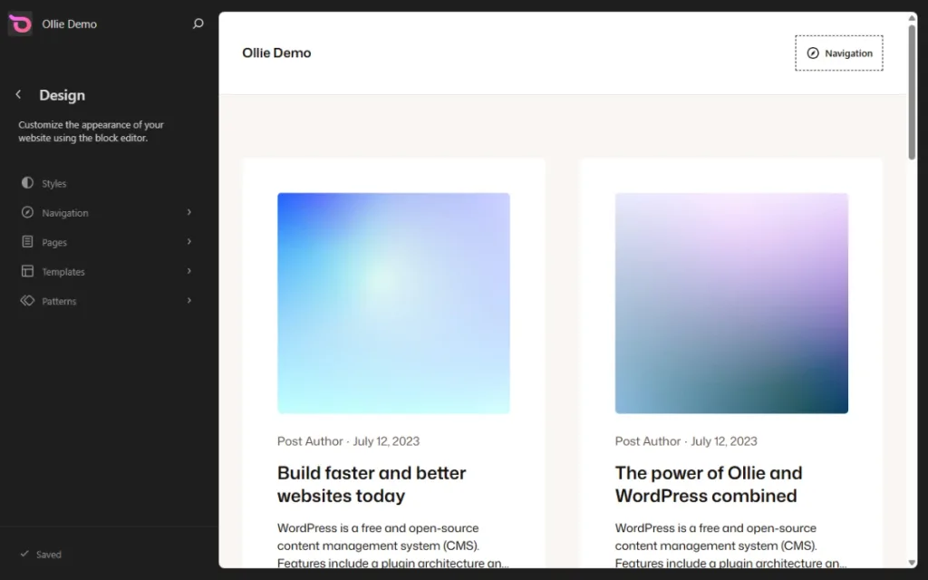 Wordpress editor