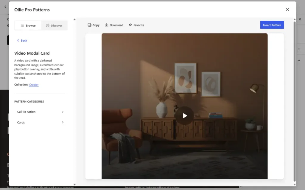 Ollie pattern library video preview