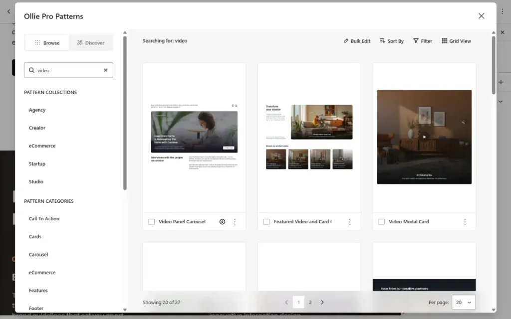 Ollie pattern library video search