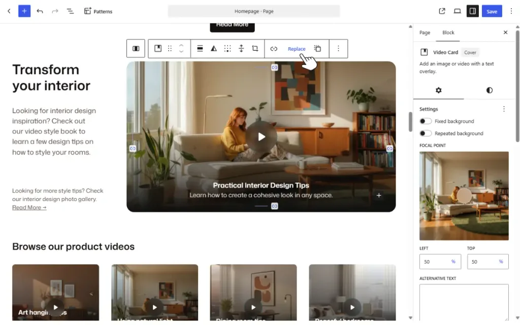 Ollie replace video thumbnail