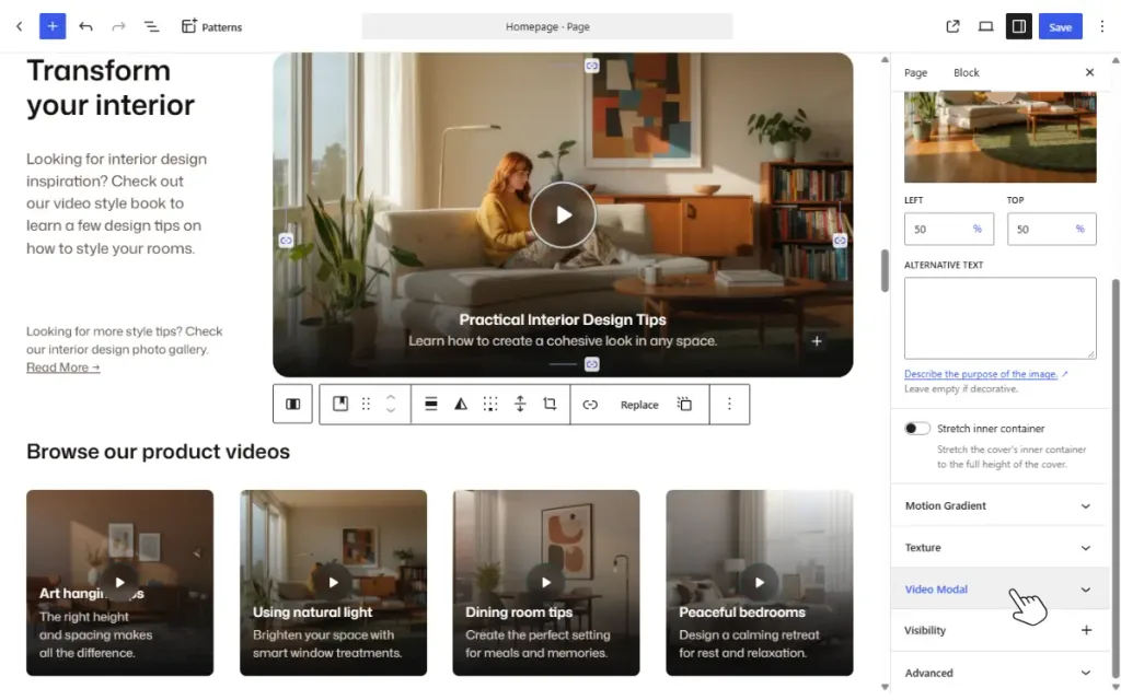 Ollie video modal