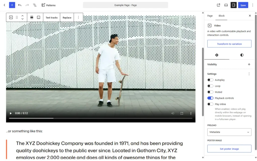 Uploaded native video block
